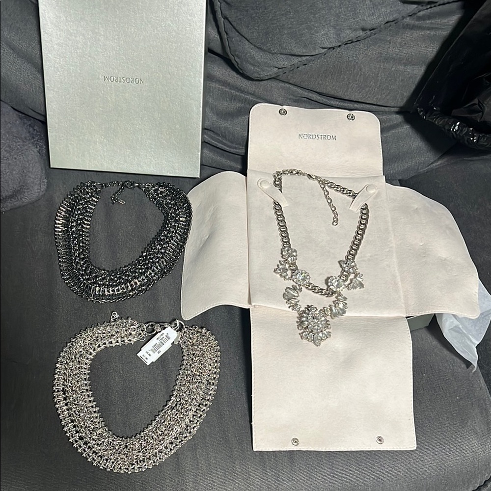 Nordstrom Silver Mesh Statement Necklace